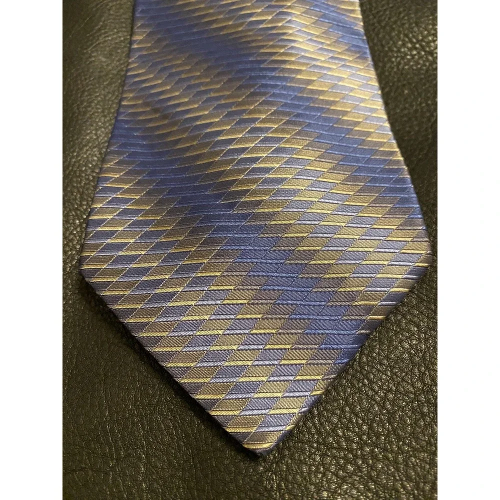 Stafford Men's Necktie Silk Black/Blues/Golden Classic Stripes Work /Special Eve